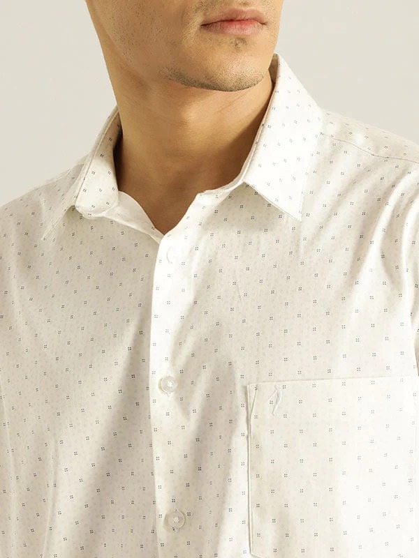 Indian Terrain Men All Over Print White Shirt